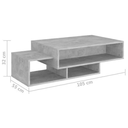 Stolić za kavu boja betona 105 x 55 x 32 cm konstruirano drvo - Beton siva 1 Cijena