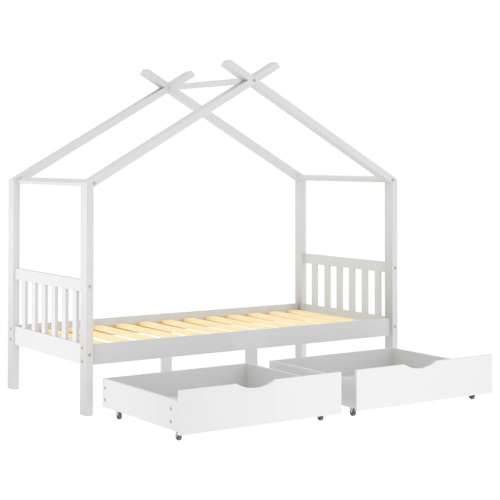 Okvir za dječji krevet s ladicama bijeli 90x200 cm od borovine - Bijela 90 x 200 cm 2 ladice Cijena