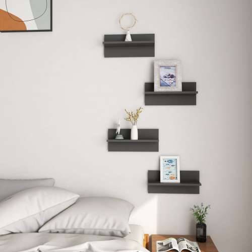 Zidne police 4 kom sive 40 x 11,5 x 18 cm od konstruiranog drva - Siva 4 1 Cijena