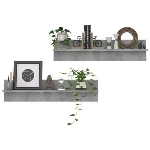 Zidne police 2 kom siva boja betona 80x11,5x18 cm od iverice - Beton siva 2 1 Cijena