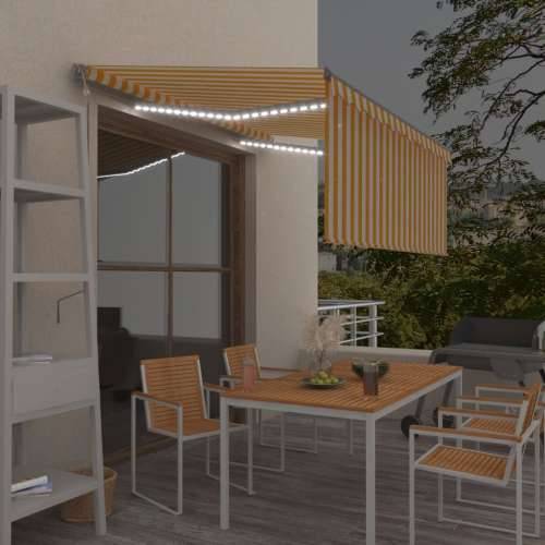Automatska tenda s roletom i senzorom LED 3 x 2,5 m žuto-bijela   - Žuta i bijela 3 x 2.5 m 1 Cijena