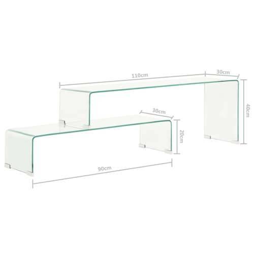 2-dijelni set stolića za kavu 90x30x20/110x30x40 cm stakleni  Cijena