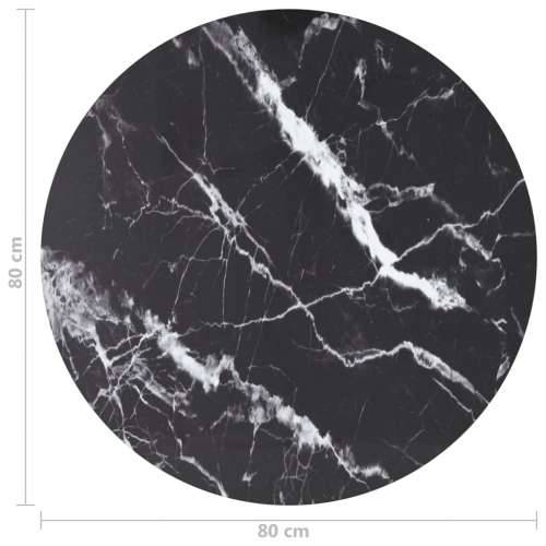 Stolna ploča crna Ø 80 x 1 cm staklena s mramornim uzorkom - Crno-bijelo Ø 80 cm 1 Cijena