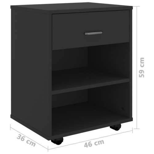 Ormarić s kotačima crni 46 x 36 x 59 cm konstruirano drvo - Crna 1 Cijena