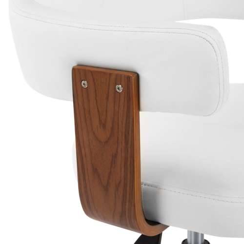 Okretna blagovaonska stolica savijeno drvo i umjetna koža bijela Cijena