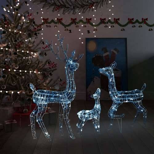 Akrilna ukrasna božićna obitelj sobova 300 LED hladna bijela