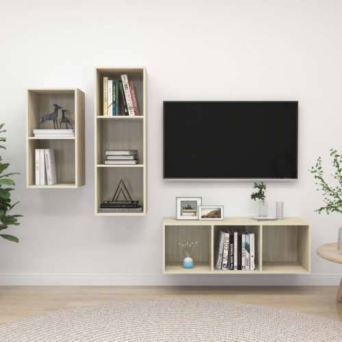 3-dijelni set TV ormarića boja hrasta sonome konstruirano drvo - sonoma hrast 1 Cijena