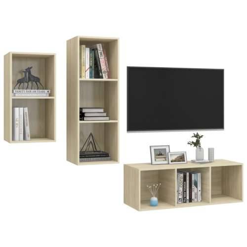 3-dijelni set TV ormarića boja hrasta sonome konstruirano drvo - sonoma hrast 1 Cijena