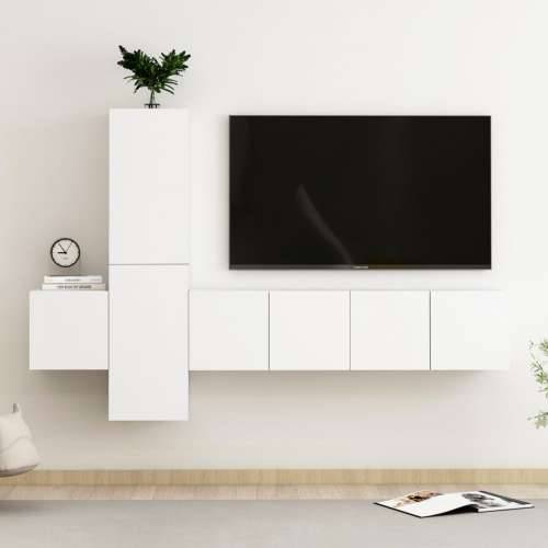 5-dijelni set TV ormarića bijeli od konstruiranog drva - Bijela 1 120 cm Cijena