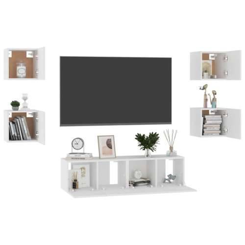 6-dijelni set TV ormarića bijeli od konstruiranog drva - Bijela 1 120 cm Cijena