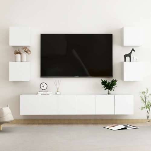 7-dijelni set TV ormarića bijeli od konstruiranog drva - Bijela 1 180 cm Cijena