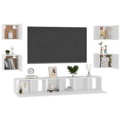7-dijelni set TV ormarića bijeli od konstruiranog drva - Bijela 1 180 cm Cijena