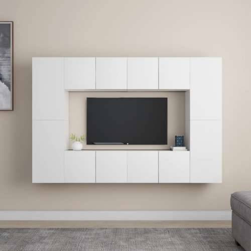 8-dijelni set TV ormarića bijeli od konstruiranog drva - Bijela 1 60 cm Cijena
