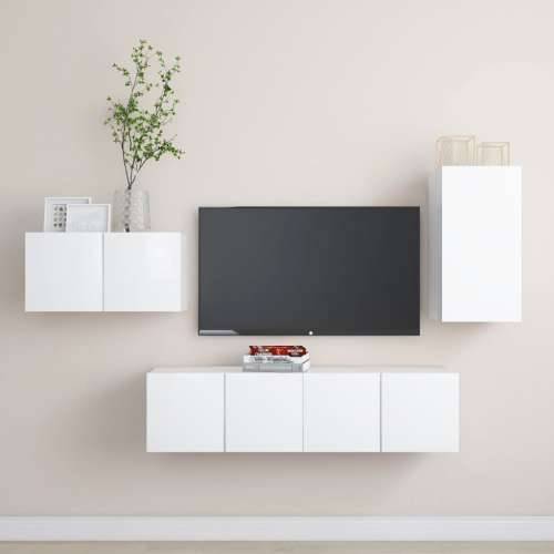 4-dijelni set TV ormarića bijeli od konstruiranog drva - Bijela 1 60 cm Cijena