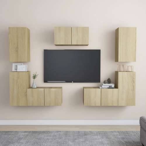 7-dijelni set TV ormarića boja hrasta sonome konstruirano drvo - sonoma hrast 1 60 cm Cijena