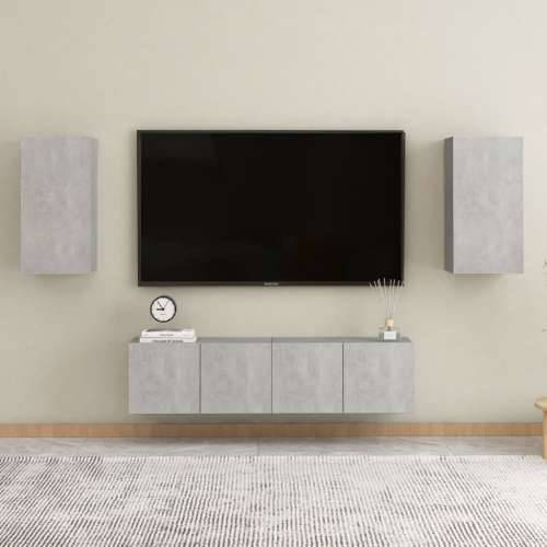 4-dijelni set TV ormarića siva boja betona konstruirano drvo - Beton siva 1 120 cm Cijena