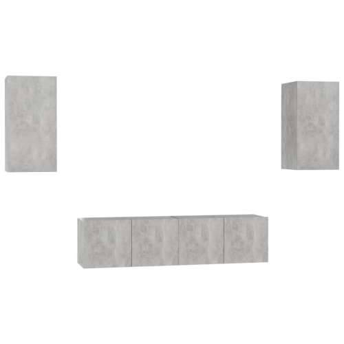 4-dijelni set TV ormarića siva boja betona konstruirano drvo - Beton siva 1 120 cm Cijena