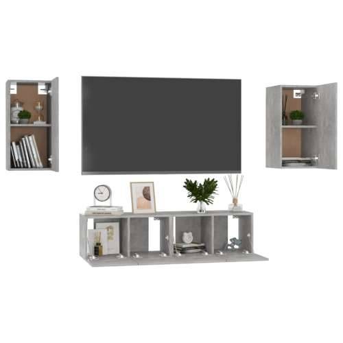 4-dijelni set TV ormarića siva boja betona konstruirano drvo - Beton siva 1 120 cm Cijena