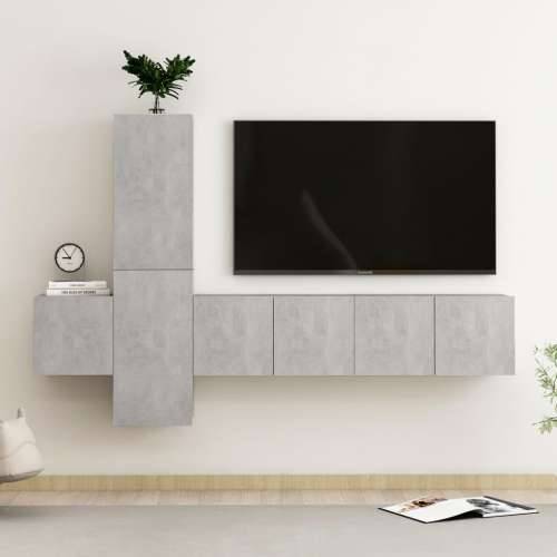 5-dijelni set TV ormarića siva boja betona konstruirano drvo - Beton siva 1 120 cm Cijena