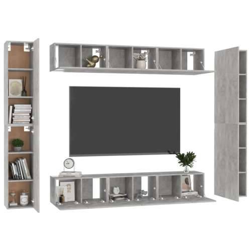 10-dijelni set TV ormarića siva boja betona konstruirano drvo - Beton siva 10 60 cm Cijena
