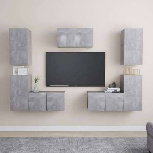 7-dijelni set TV ormarića siva boja betona konstruirano drvo - Beton siva 1 60 cm Cijena