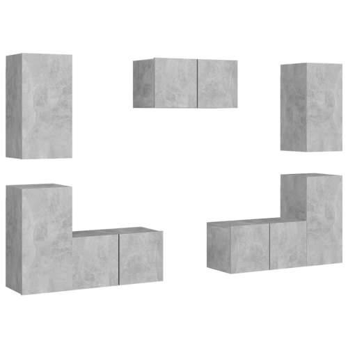 7-dijelni set TV ormarića siva boja betona konstruirano drvo - Beton siva 1 60 cm Cijena