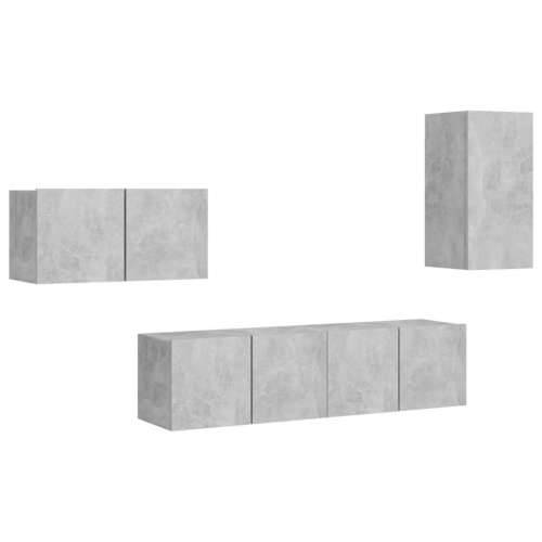 4-dijelni set TV ormarića siva boja betona konstruirano drvo - Beton siva 1 60 cm Cijena