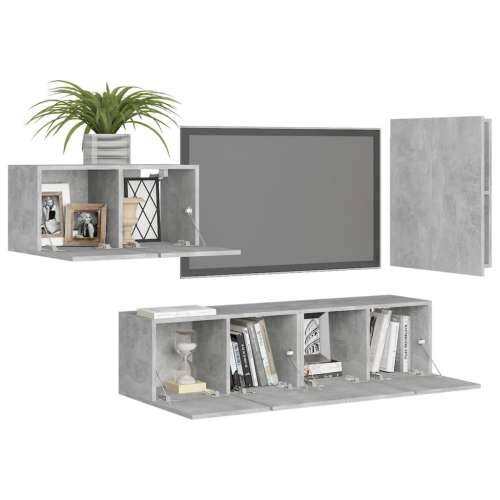 4-dijelni set TV ormarića siva boja betona konstruirano drvo - Beton siva 1 60 cm Cijena
