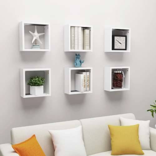 Kockaste zidne police 6 kom bijele 30 x 15 x 30 cm - Bijela 30 x 15 x 30 cm 6 1 Cijena