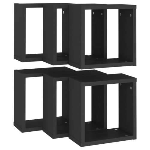 Kockaste zidne police 6 kom crne 30 x 15 x 30 cm - Crna 30 x 15 x 30 cm 6 1 Cijena