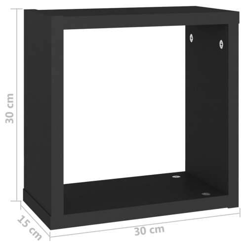 Kockaste zidne police 6 kom crne 30 x 15 x 30 cm - Crna 30 x 15 x 30 cm 6 1 Cijena