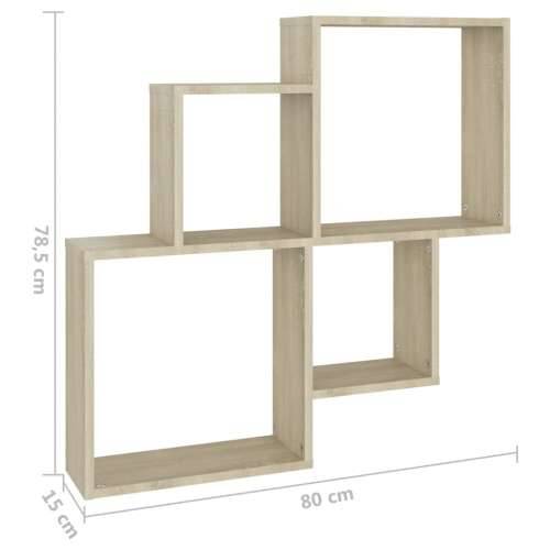 Kockaste zidne police boja hrasta sonome 80x15x78,5 cm drvene Cijena