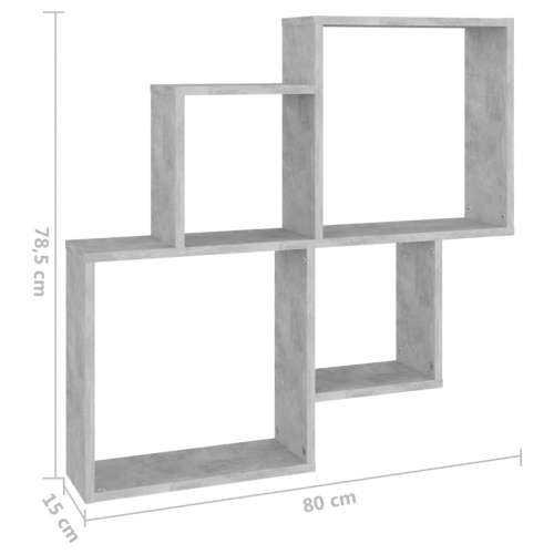 Kockaste zidne police siva boja betona 80 x 15 x 78,5 cm drvene Cijena