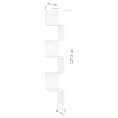 Zidne kutne police bijele 20 x 20 x 127,5 cm konstruirano drvo Cijena