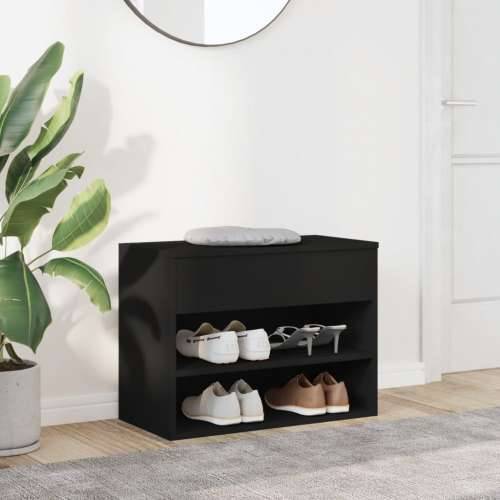 Klupa za cipele crna 60 x 30 x 45 cm od konstruiranog drva - Crna 60 x 30 x 45 cm 1 Cijena
