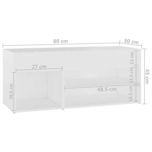 Klupa za cipele bijela 80 x 30 x 45 cm od konstruiranog drva Bijela 80 x 30 x 45 cm 1 Cijena