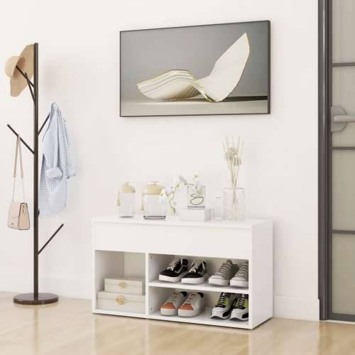 Klupa za cipele bijela 80 x 30 x 45 cm od konstruiranog drva - Bijela 80 x 30 x 45 cm 1 Cijena