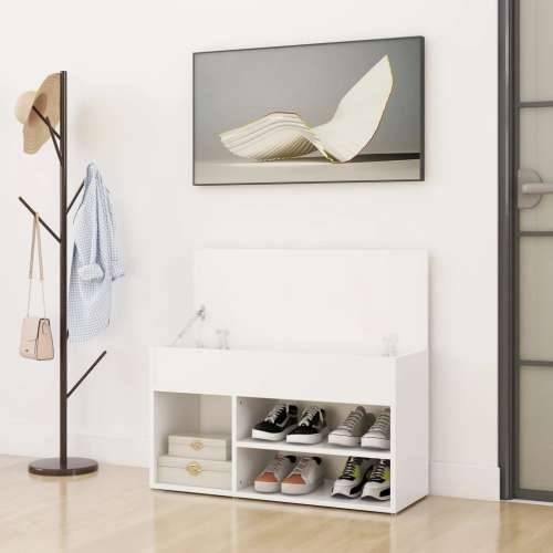 Klupa za cipele bijela 80 x 30 x 45 cm od konstruiranog drva - Bijela 80 x 30 x 45 cm 1 Cijena