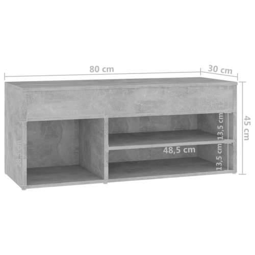 Klupa za cipele boja betona 80 x 30 x 45 cm konstruirano drvo - Beton siva 80 x 30 x 45 cm 1 Cijena