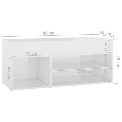 Klupa za cipele sjajna bijela 80 x 30 x 45 cm konstruirano drvo - Visoko sjajno bijela 80 x 30 x 45 cm 1 Cijena