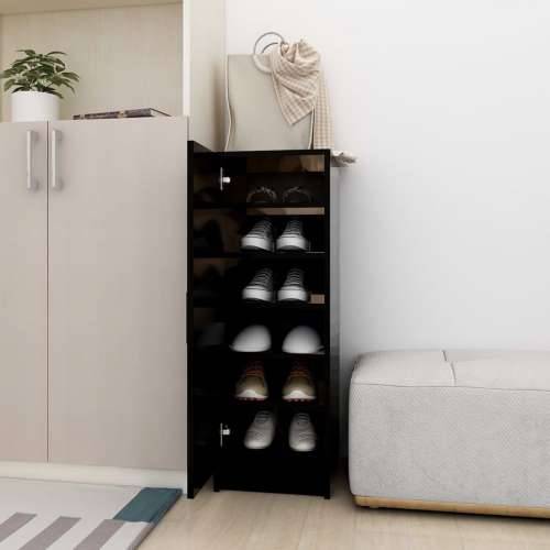 Ormarić za cipele crni 32 x 35 x 92 cm od konstruiranog drva - Crna 31.5 x 35 x 92 cm 1 shoe cabinet with door Cijena