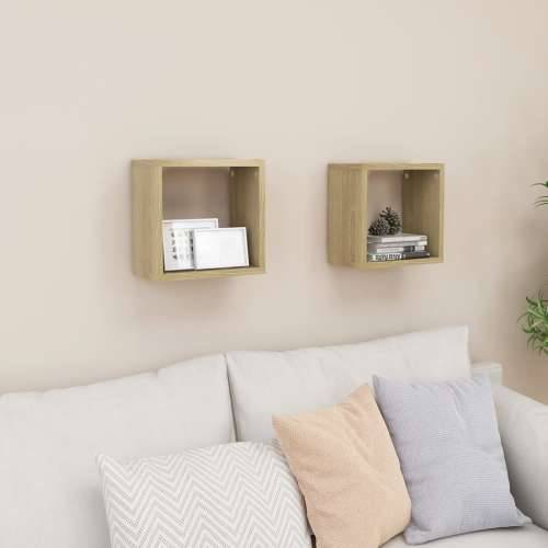 Kockaste zidne police 2 kom boja hrasta sonome 26 x 15 x 26 cm - sonoma hrast 26 x 15 x 26 cm 2 1 Cijena