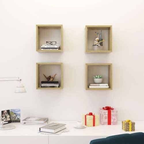 Kockaste zidne police 4 kom boja hrasta sonome 26 x 15 x 26 cm - sonoma hrast 26 x 15 x 26 cm 4 1 Cijena