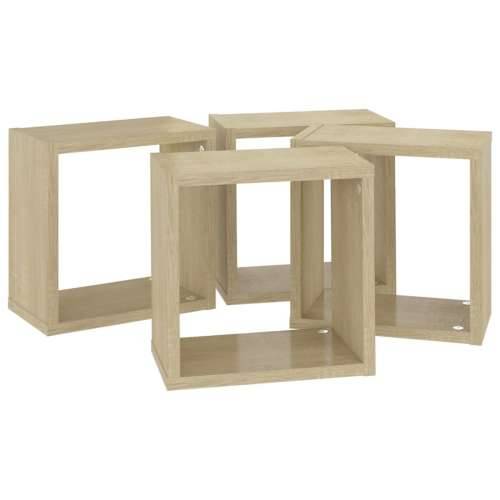 Kockaste zidne police 4 kom boja hrasta sonome 26 x 15 x 26 cm - sonoma hrast 26 x 15 x 26 cm 4 1 Cijena
