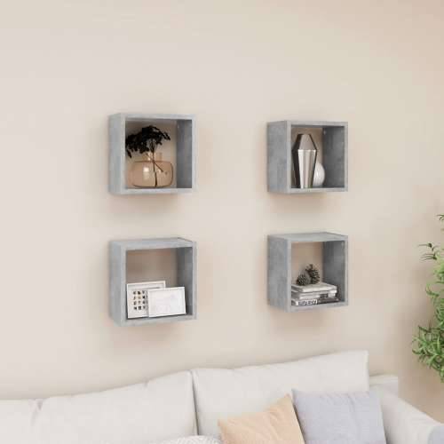 Kockaste zidne police 4 kom siva boja betona 26 x 15 x 26 cm - Beton siva 26 x 15 x 26 cm 4 1 Cijena