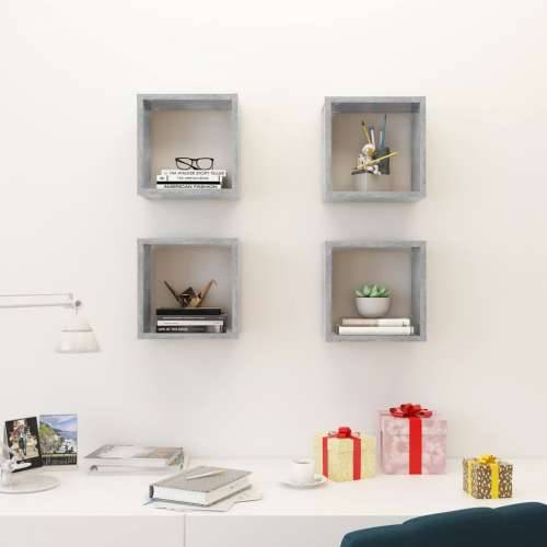 Kockaste zidne police 4 kom siva boja betona 26 x 15 x 26 cm - Beton siva 26 x 15 x 26 cm 4 1 Cijena