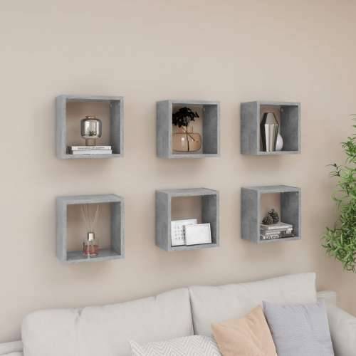 Kockaste zidne police 6 kom siva boja betona 26 x 15 x 26 cm - Beton siva 26 x 15 x 26 cm 6 1 Cijena