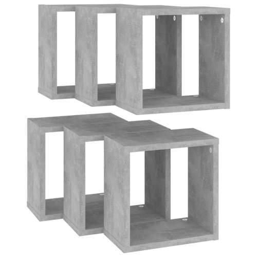 Kockaste zidne police 6 kom siva boja betona 26 x 15 x 26 cm - Beton siva 26 x 15 x 26 cm 6 1 Cijena