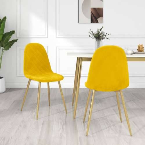 Blagovaonske stolice 2 kom boja senfa baršunaste