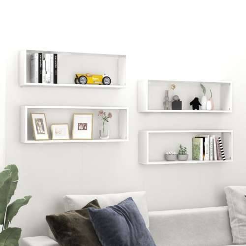 Kockaste zidne police 4 kom bijele 80 x 15 x 26,5 cm drvene - Bijela 80 x 15 x 26.5 cm 4 1 Cijena